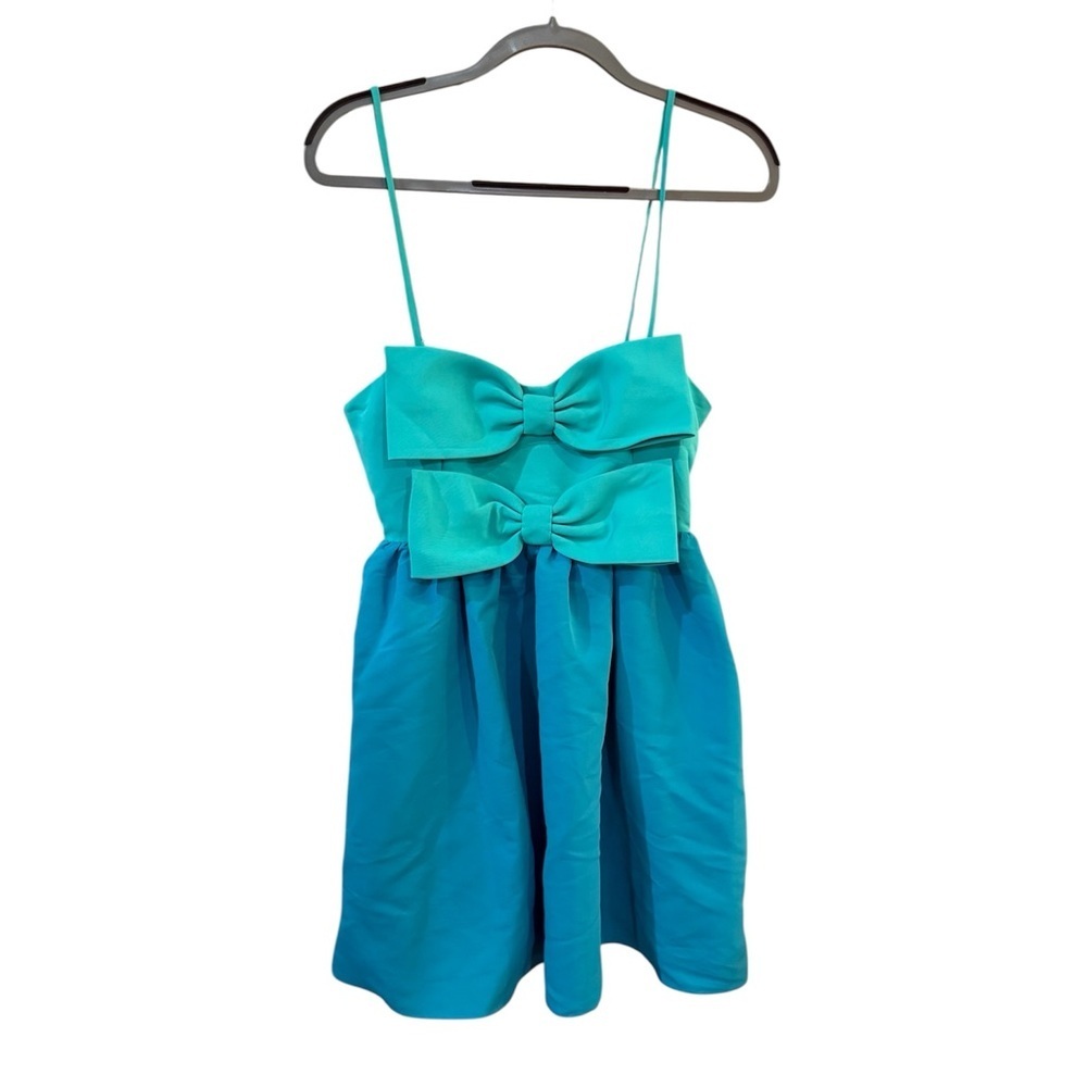 NWT Sachin & Babi Sloane Bow Pleated Blue Colorblock Summer Mini cocktail Dress - Picture 5 of 8